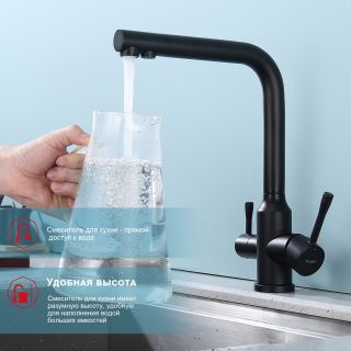 Смеситель для кухни Raglo R81.61.06 с подключением фильтра чёрный
