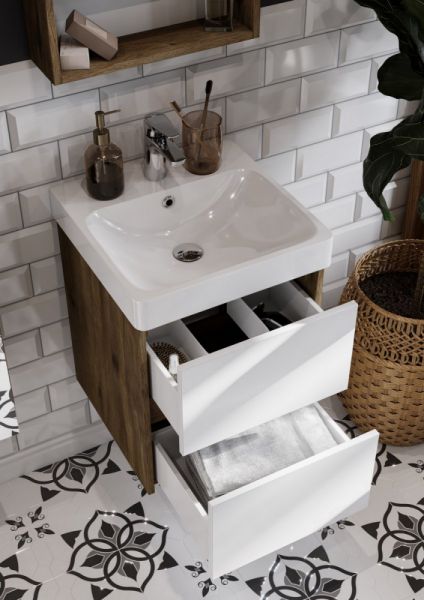 Тумба под раковину Акватон Сканди 45см белый/дуб рустикальный 1A251601SDZ90