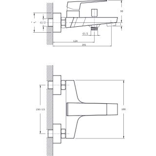 Смеситель для ванны с коротким изливом RUSH Thira (TR3635-44Grey)