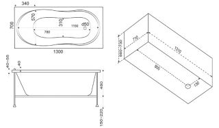 Акриловая ванна Bas Лима Standart 130x70