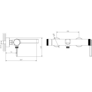 Смеситель для ванны с душем DQ Bonn короткий излив браш.роз.золото (DA1703233)