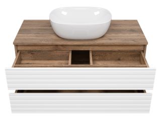 Подвесная тумба под раковину Brevita Dakota DAK-09100-19/01-2Я 100см дуб Галифакс олово/белый