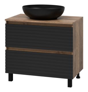 Напольная тумба под раковину Brevita Dakota DAK-07080-19/02-2Я 80см дуб Галифакс олово/чёрный
