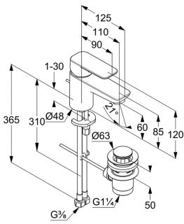 Смеситель для раковины Kludi Pure&Style хром 403850575