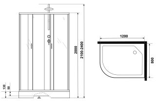 Душевая кабина Niagara NG-3312-14RBKT 120x80см серебро/матовое