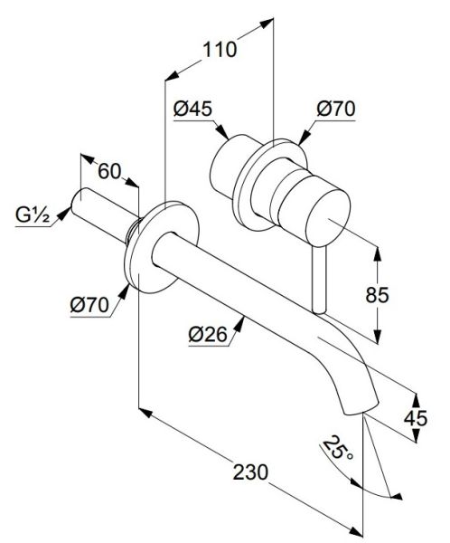 Встраиваемый смеситель для раковины Kludi Bozz хром 382450576
