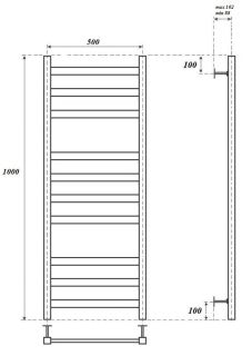Полотенцесушитель водяной Point Меркурий PN83150B 50x100см чёрный
