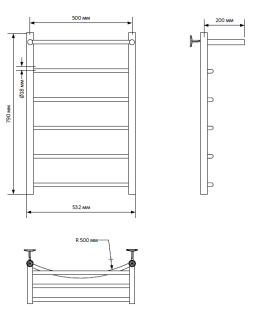 Полотенцесушитель водяной Indigo Arc LASHW80-50Pс полкой 80x50 см хром