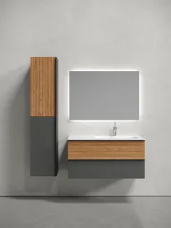 Подвесная тумба под раковину Sancos Delta DL100RGR правая 100см дуб красный/графит