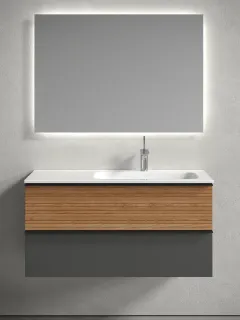 Подвесная тумба под раковину Sancos Delta DL100RGR правая 100см дуб красный/графит