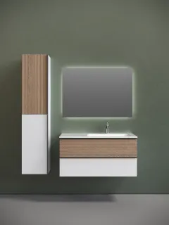 Подвесная тумба под раковину Sancos Delta DL100RW правая 100см дуб светлый/белый