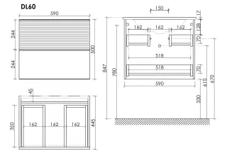Подвесная тумба под раковину Sancos Delta DL60W 60см дуб светлый/белый