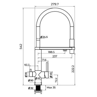 Смеситель для кухни с подключением фильтра Knotlor SS-15/BL, черный