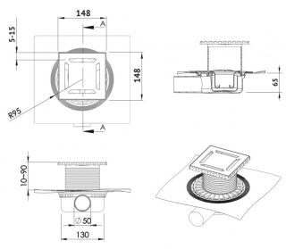 Душевой трап Berges Zentrum Keramik 093366 15см под плитку