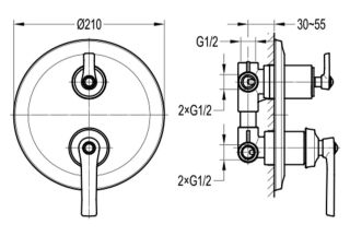 Встраиваемый смеситель Swedbe Terracotta Art 2518 с подключением на три выхода бронза