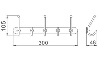 Планка с крючками для полотенец Haiba HB201-5 хром