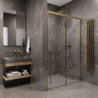 Душевая дверь в нишу Timo T53L 130 см левая золото матовое