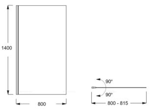 Душевая шторка на ванну Jacob Delafon Struktura 80х140 см E6D042-BL профиль черный, стекло прозрачное