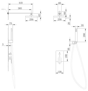Душевая система ABBER Weiss Insel чёрный матовый AF8018B