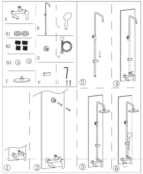 Душевая стойка Aquanet Passion R3 AF300-72-R-B 261838 чёрный матовый