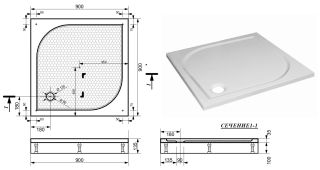 Душевой поддон Эстет Гамма ФР-00000758 90x90см белый