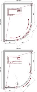 Душевой уголок BelBagno UNO-195-RH-2-120/90-C-Cr хром