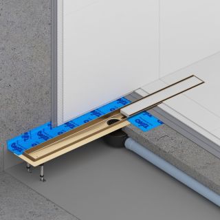 Душевой лоток Timo Drain System DS230207/17 70см с двусторонней панелью plate под плитку золото матовое