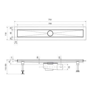 Душевой лоток Timo Drain System DS230107/00 70см с вставкой lines хром