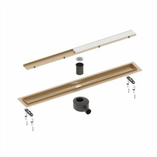 Душевой лоток Timo Drain System DS230208/17 80см с двусторонней панелью plate под плитку золото матовое