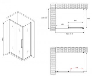Душевой уголок ABBER Schwarzer Diamant AG30110BMH-S90BM 110x90см чёрный