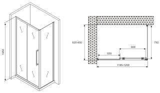 Душевой уголок ABBER Schwarzer Diamant AG30120MH-S85M 120x85см хром