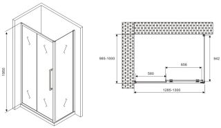 Душевой уголок ABBER Schwarzer Diamant AG30130MH-S100M 130x100см хром