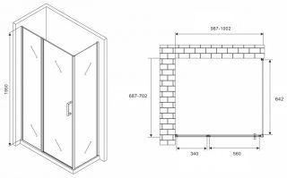 Душевой уголок ABBER Sonnenstrand 100x70см чёрный AG04100BS-S70B