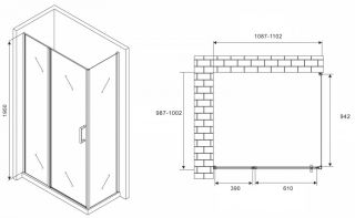 Душевой уголок ABBER Sonnenstrand 110x100см хром AG04110S-S100