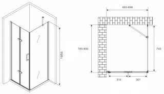 Душевой уголок ABBER Zart AG08070P-S81 70x80см хром