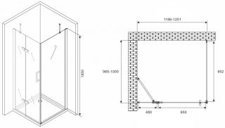 Душевой уголок ABBER Zart 120x100см хром AG08120-S101
