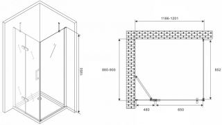 Душевой уголок ABBER Zart 120x90см хром AG08120-S91