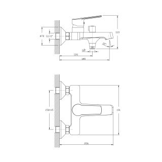 Смеситель для ванны с коротким изливом  RUSH Balearic (BA3935-44)