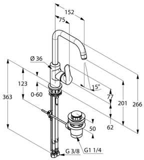 Смеситель для раковины Kludi Objekta хром 320230575