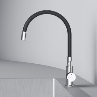 Смеситель для кухни Am.Pm X-Joy S F85B07602 с гибким изливом чёрный/хром