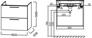 Тумба под раковину Jacob Delafon ODEON RIVE GAUCHE EB2520-R9-N18 ручки черные
