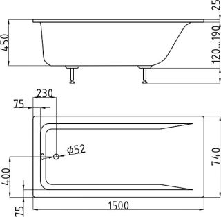 Ванна из искусственного камня AquaStone Армада 150x74см белый