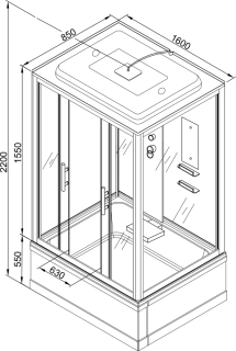 Душевая кабина AvaCan EM 4516 с гидромассажем 160x85 см
