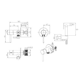 Гигиенический душ со смесителем Bronze de Luxe LIBERTY 701GG, графит