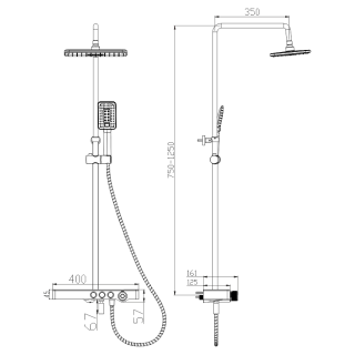 Душевая стойка Melana Male MELANA-610501B чёрный
