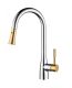 Смеситель для кухни DQ Rhein Schiller с выдвижной лейкой хром/золото DA1462504A