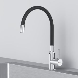 Смеситель для кухни Am.Pm X-Joy S F85B07602 с гибким изливом чёрный/хром
