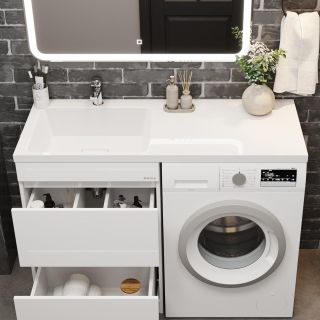 Раковина над стиральной машиной Madera Kamilla ФЦ-00001871 левая чаша 120см белый