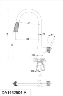 Смеситель для кухни DQ Rhein Schiller с выдвижной лейкой хром/золото DA1462504A