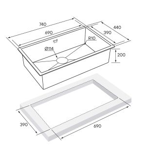 Мойка кухонная Paulmark Gerberg PM217444-GM воронёная сталь